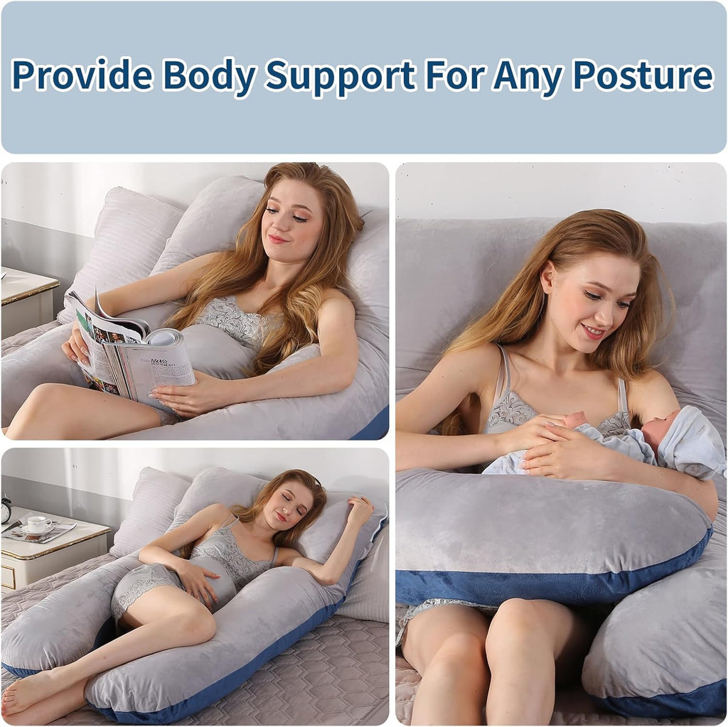 Amagoing 55 inches Pregnancy Pillows for Sleeping, U Shaped Maternity Full Body Pillow for Pregnant Women with Hip, Leg, Back, Belly Suppor…