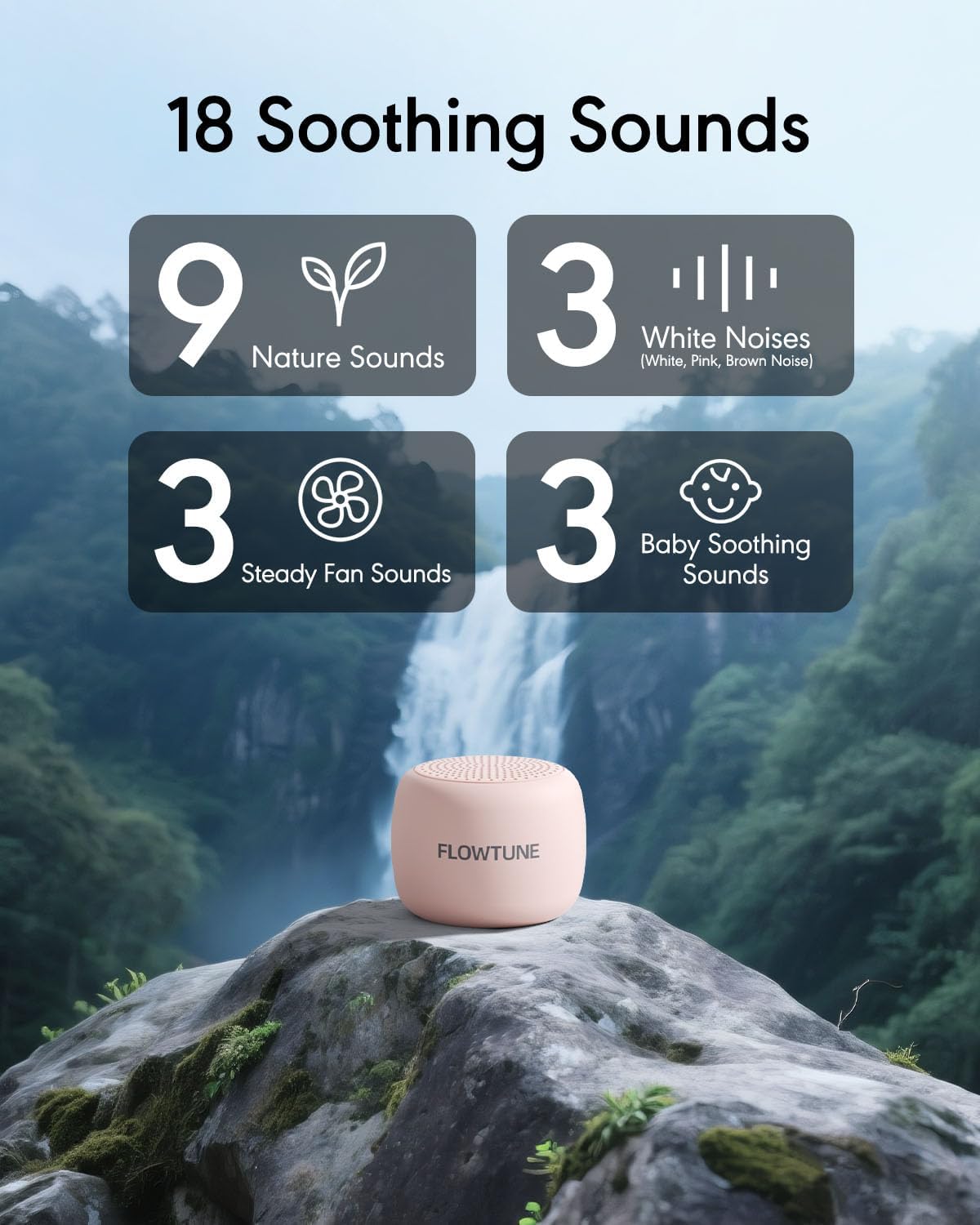 Sound Machine Flowtune White Noise Machine for Baby Adults, Mini Portable Sound Machine for Travel, 6H Timer, 18 Soothing Sleep Sounds…