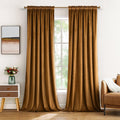 MIULEE Golden Brown Velvet Curtains Thermal Insulated Blackout Curtain Drapes for Bedroom Living Room Darkening 90 Inches Long Curtains…