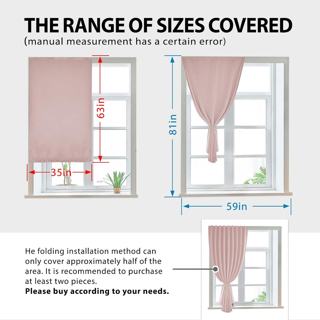 Jilron Autohesion Curtains for Windows, Bedroom Blackout Curtains for - Thermal Lnsulated No Drill Curtains Room Darkening Black Small Drape…