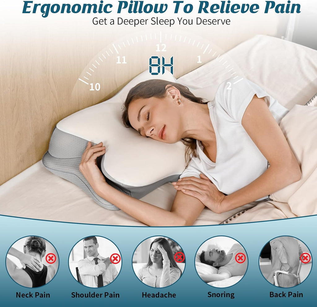 Bespillow Cervical Neck Pillow for, Ergonomic Side Sleeper Pillow for Sleeping, Contour Orthopedic Memory Foam Pillows for Back & Stomach…