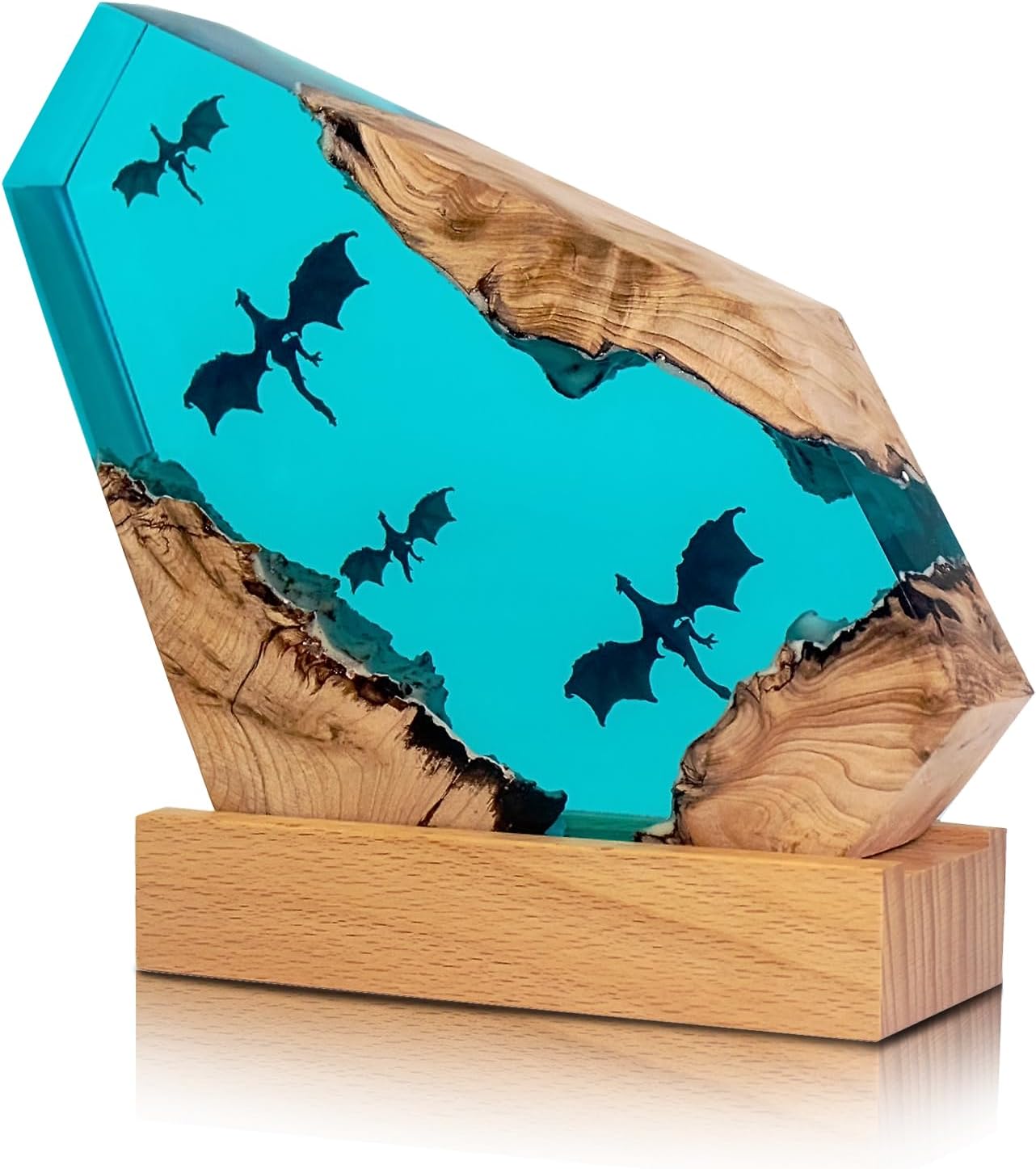 Dragon Resin Wood Lamp, ArtistryHome Decor Bedside Nightlight, Unique Resin Lighting, Nightstand Decorations for Bedroom, Suitable for…