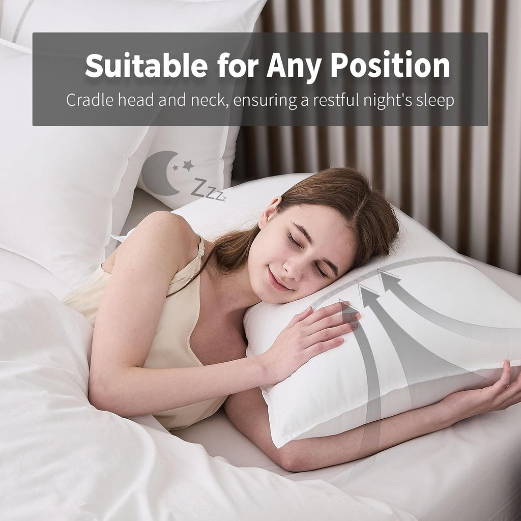 Bed Pillows Standard Size Set of 4, Medium Firm Hotel Pillows for Sleeping, Cooling Pillows for Side & Back Sleepers, Down Alternative…