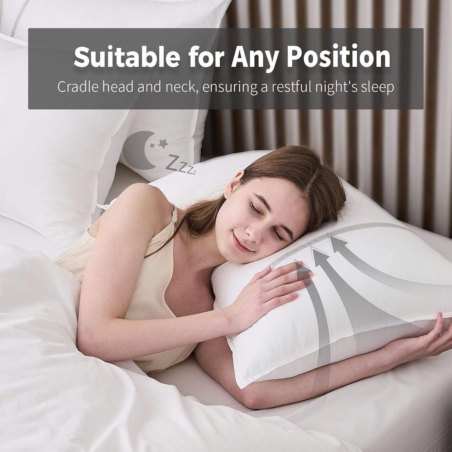 Bed Pillows Standard Size Set of 4, Medium Firm Hotel Pillows for Sleeping, Cooling Pillows for Side & Back Sleepers, Down Alternative…