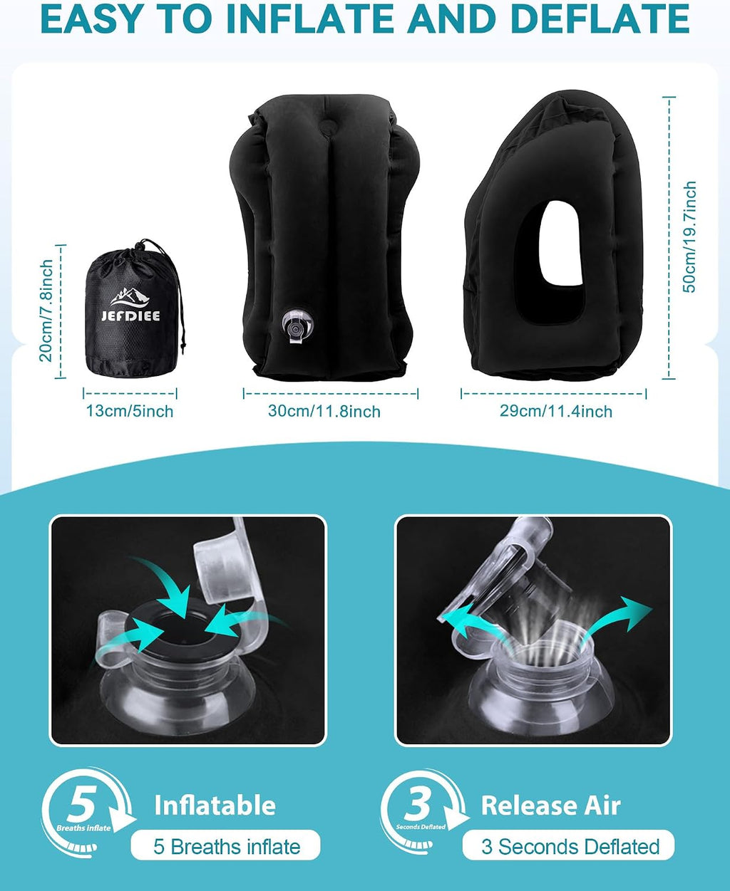 Inflatable Travel Pillow, Airplane Neck Pillow Comfortably Supports Head and Chin for Airplanes, Trains, Cars Office Napping on The Tray…