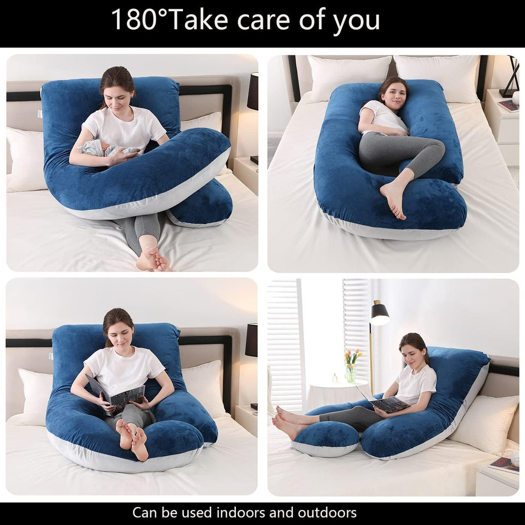 Jcickt Pregnancy Pillow for Sleeping,59 inch J/U-Shaped Maternity Pillow with Removable Washable Cover, Side-Sleeping Pregnant Body Pillow-…