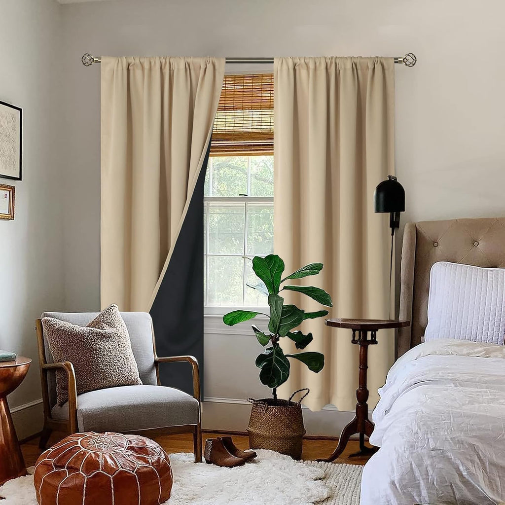 BGment Full Blackout Curtains for Living Room 72 Inch Length 2 Panels Set, Thermal Insulated Room Darkening Soundproof Window Curtains…