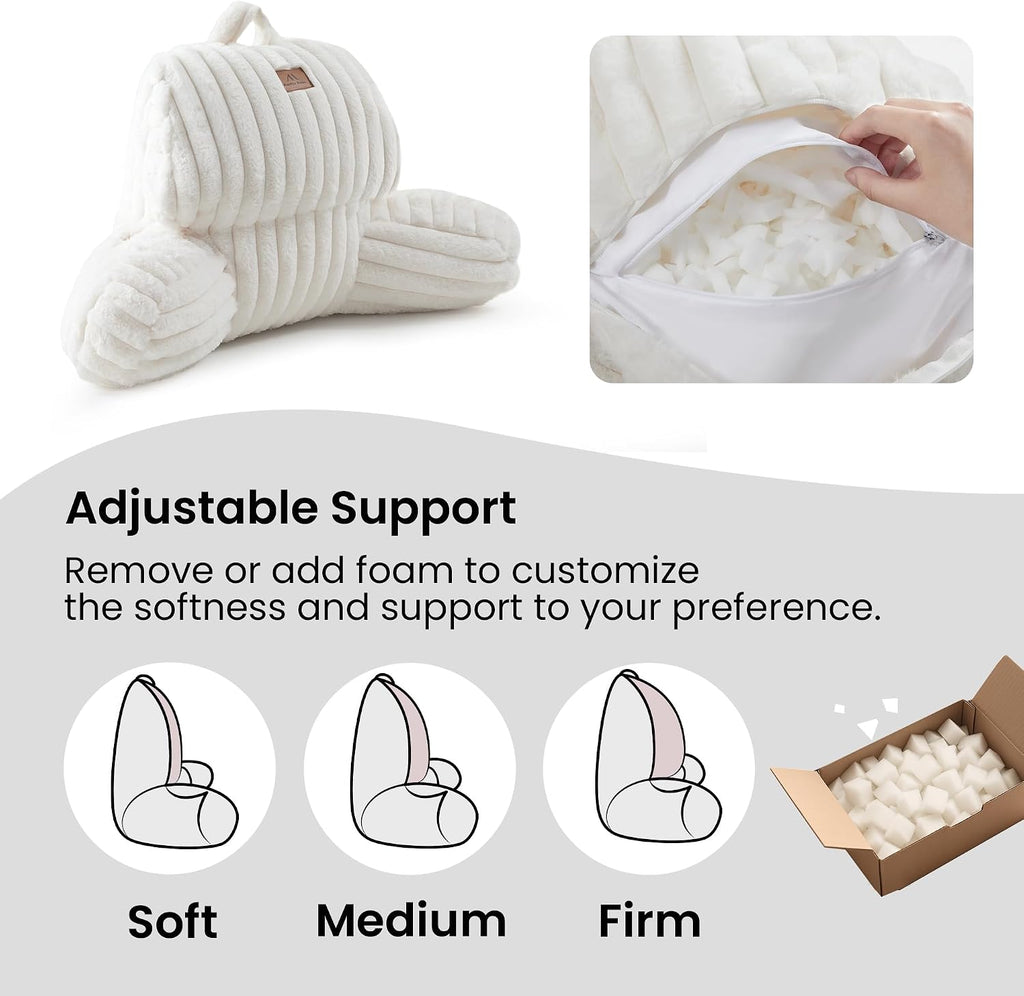 AmélieHome Amélie Home Faux Fur Reading Pillow with Pocket for Sitting in Bed, Kids Backrest Bed Pillow with Washable Cover for Loungi…