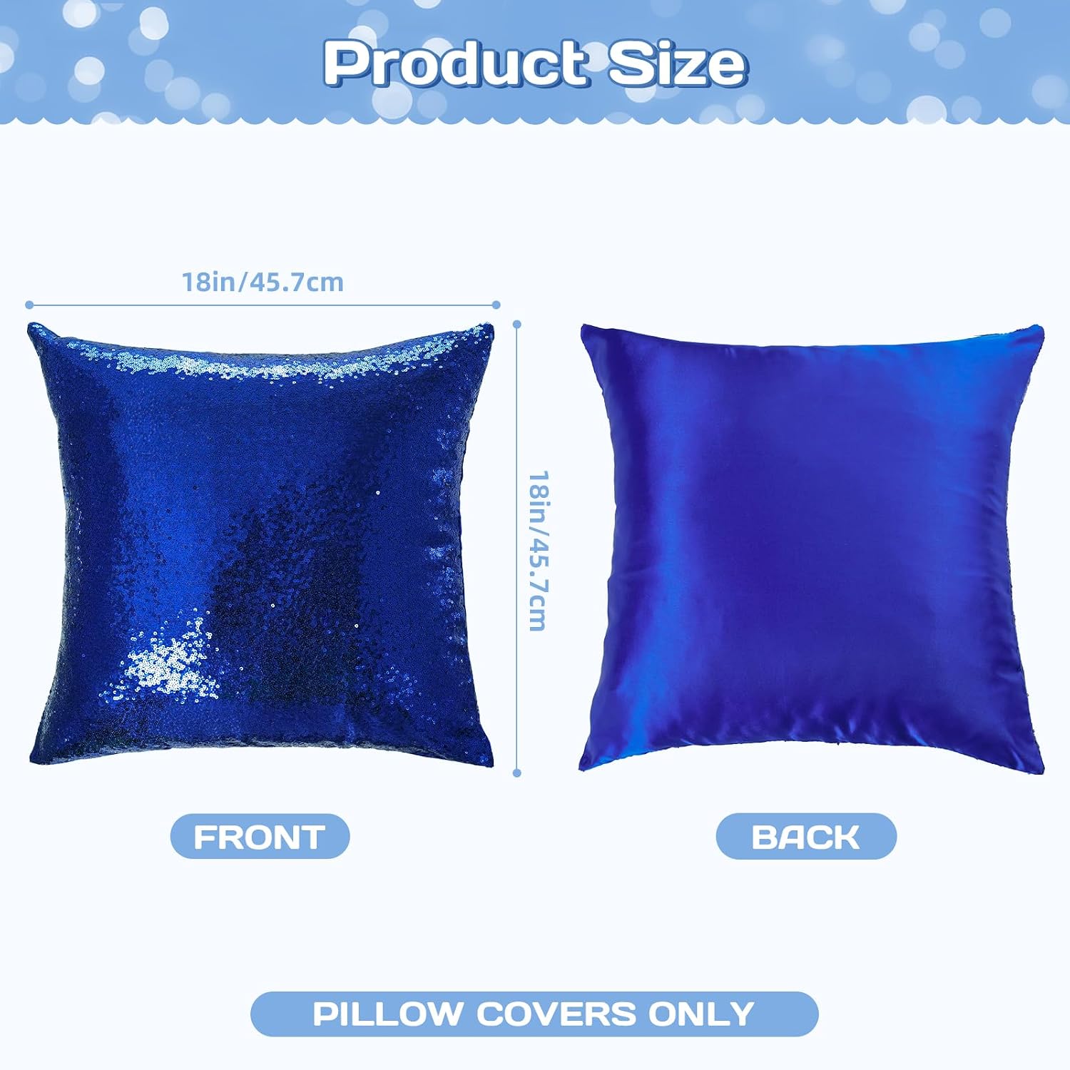 Eternal Beauty Set of 2 Sequin Decorative Pillow Cover Navy Blue Throw Pillow Covers for Couch Sofa Throw Pillows 18 X 18 Inches