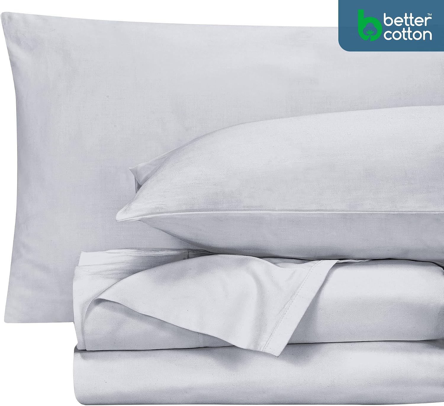 Royalelinens Royale Linen 400 Thread Count 100% American Grown Cotton 4 Piece Sateen Queen Sheet Set - 1 Fitted Sheet, 1 Flat Sheet, 2 Pill…