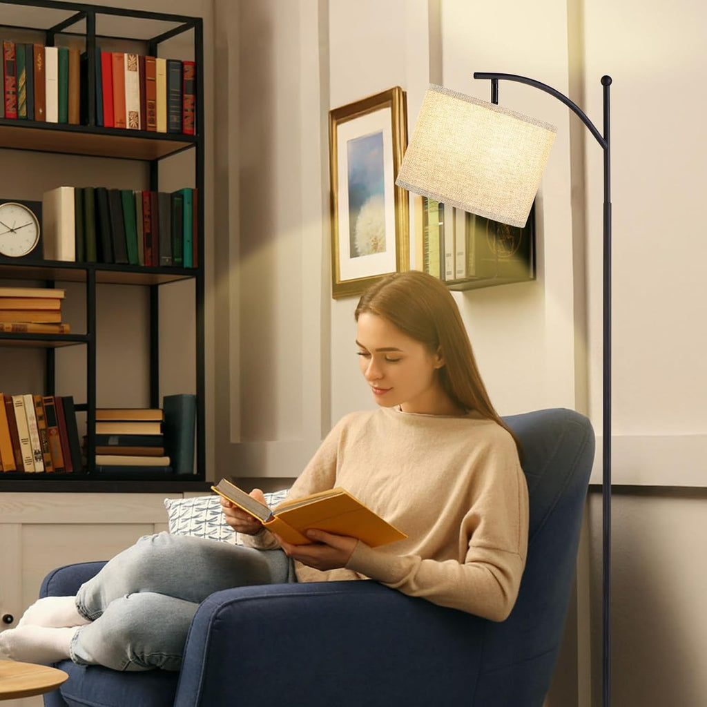Ambimall 60" Floor Lamp for Living Room with 3 Color Temperatures, Adjustable Grey Shade with Black Pole, Tall Lamp for Bedroom Office…