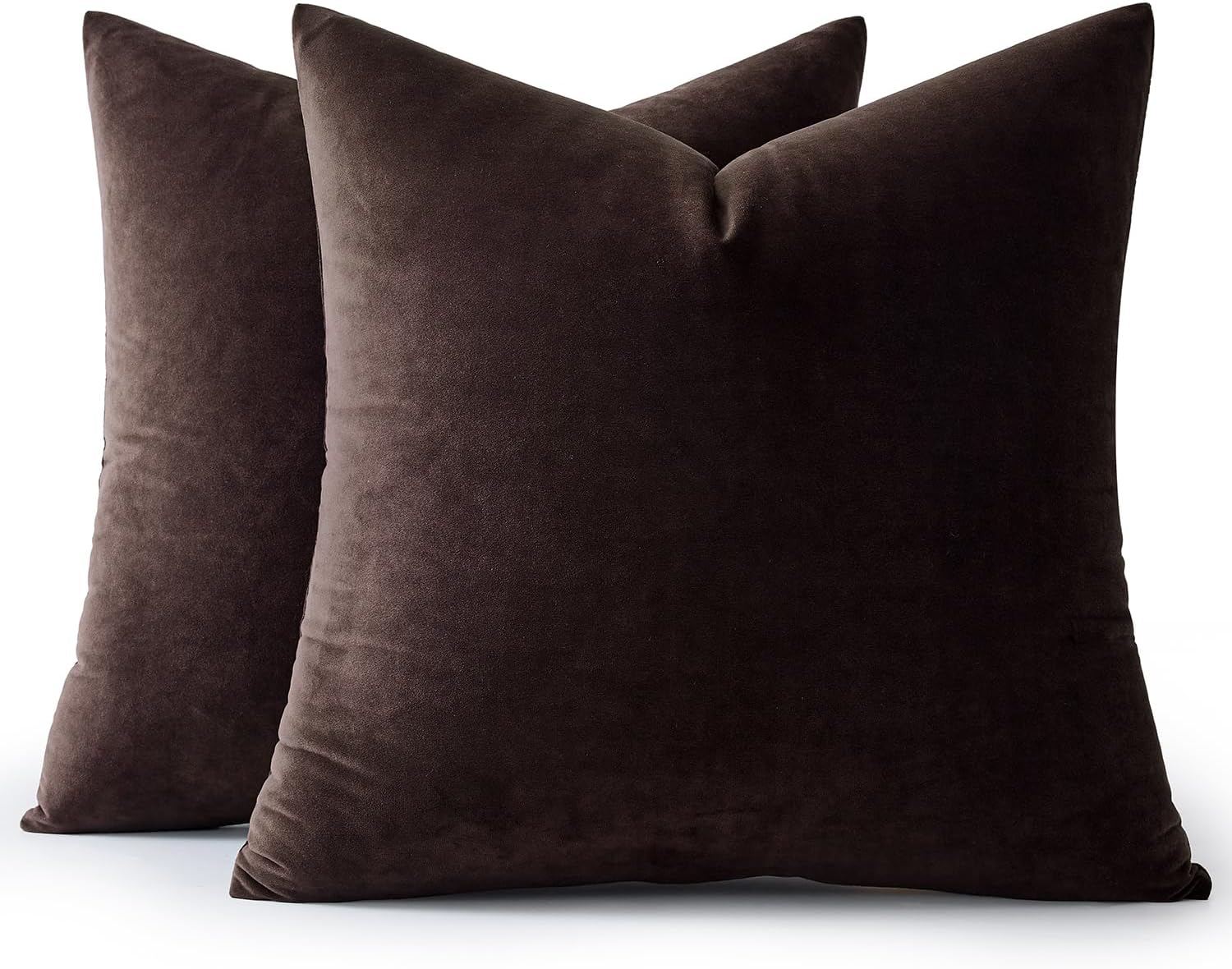 Miulee Velvet Throw Pillow Covers 18x18 Inch, Pack of 2 - Dark Coffee, Super Soft Decorative Square Cushion Cases Modern Luxury Home Decor…