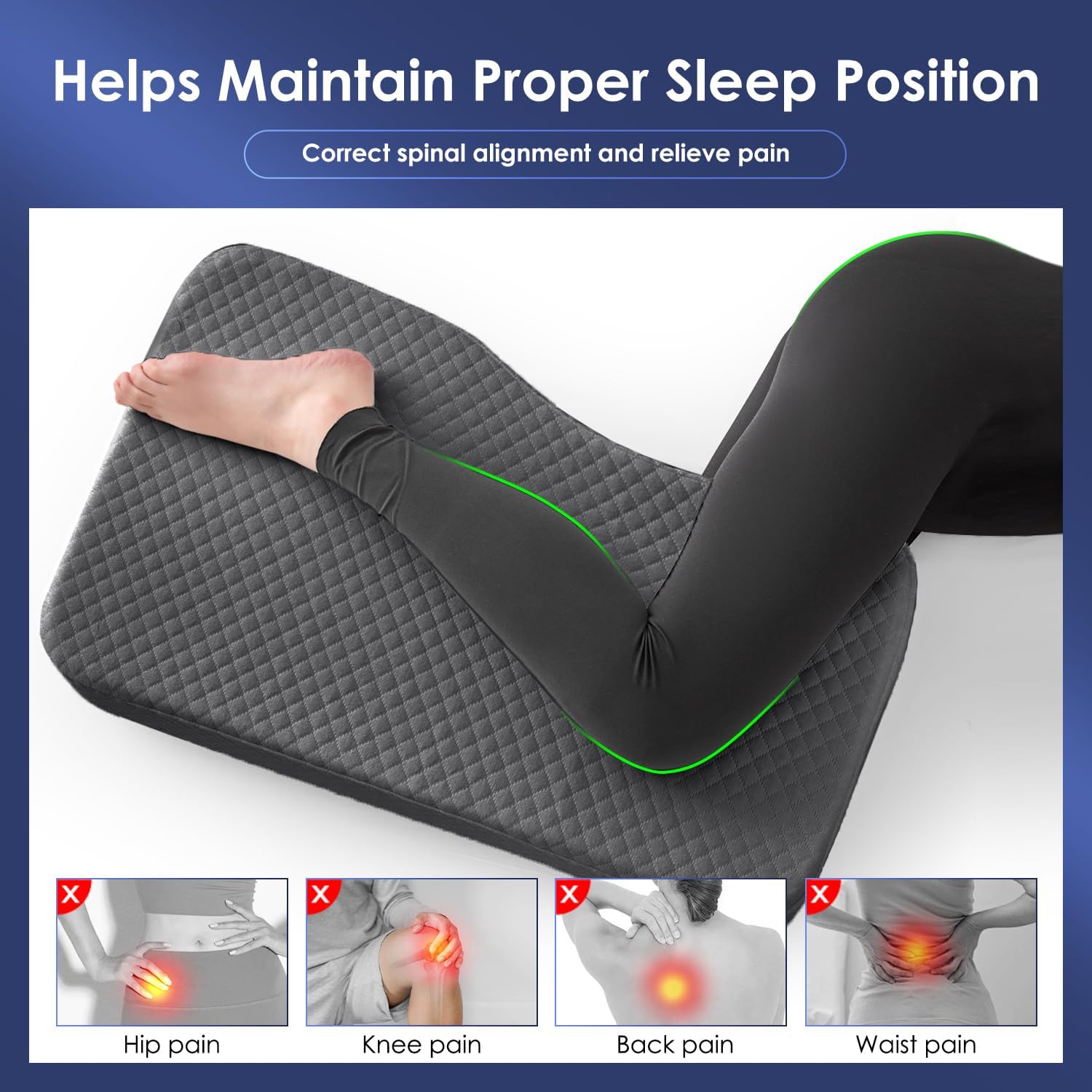 Livemy Leg Pillow for Side Sleepers, Memory Foam Knee Pillow for Side Sleeping, Leg Elevation Pillow for Hip/Back/Sciatica Helps Spi…