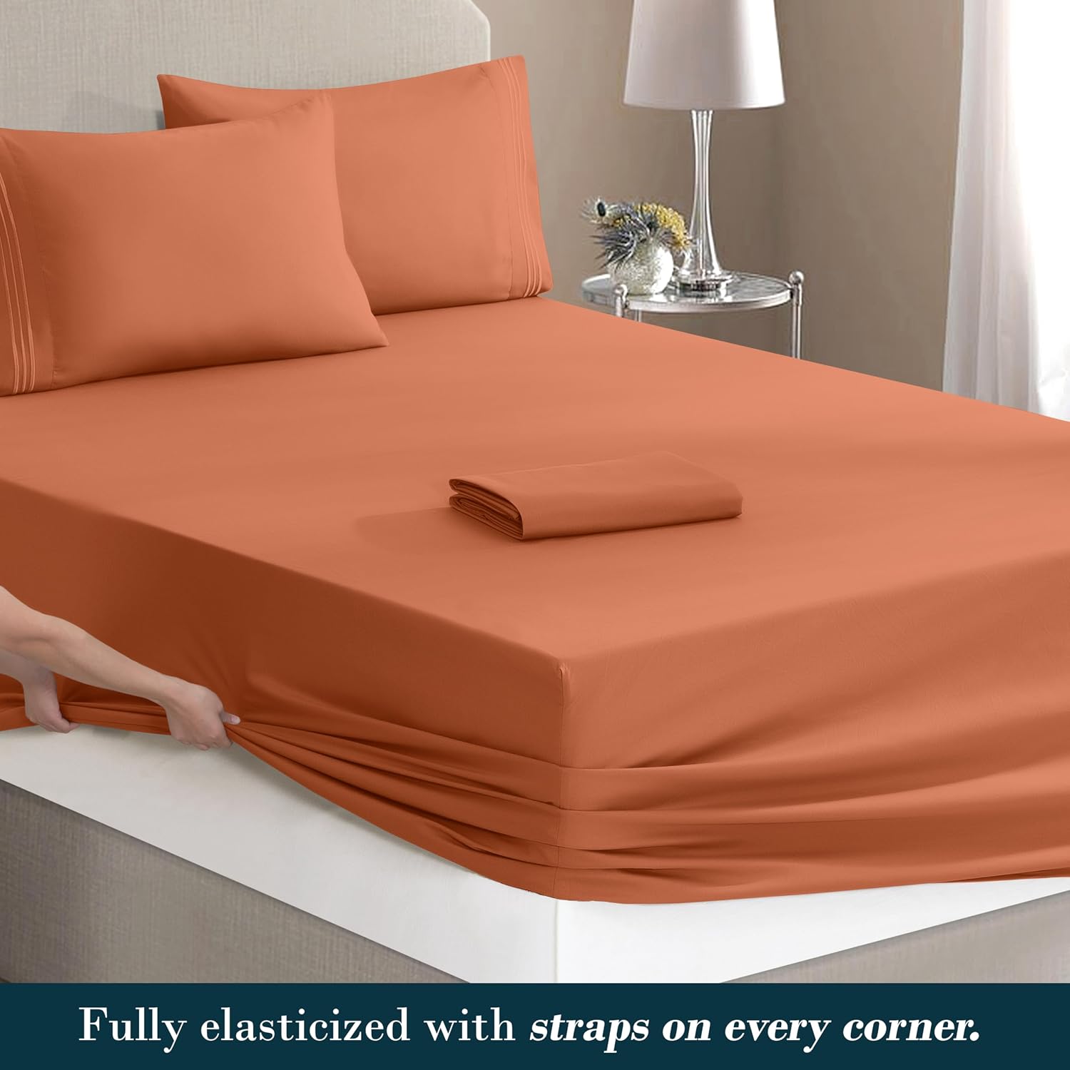 MocassiLuxuryBedding Mocassi Luxury 6-Piece Sheet Set, Ultra Soft 1800 Hotel Quality Microfiber Sheet Set, Fits Mattresses Up to 18 to 24 I…