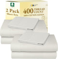 CaliforniaDesignDen California Design Den Pack of 2 Twin XL Sheet Set - 400 Thread Count Sateen 100% Cotton Twin XL Sheet Sets - Soft, Brea…
