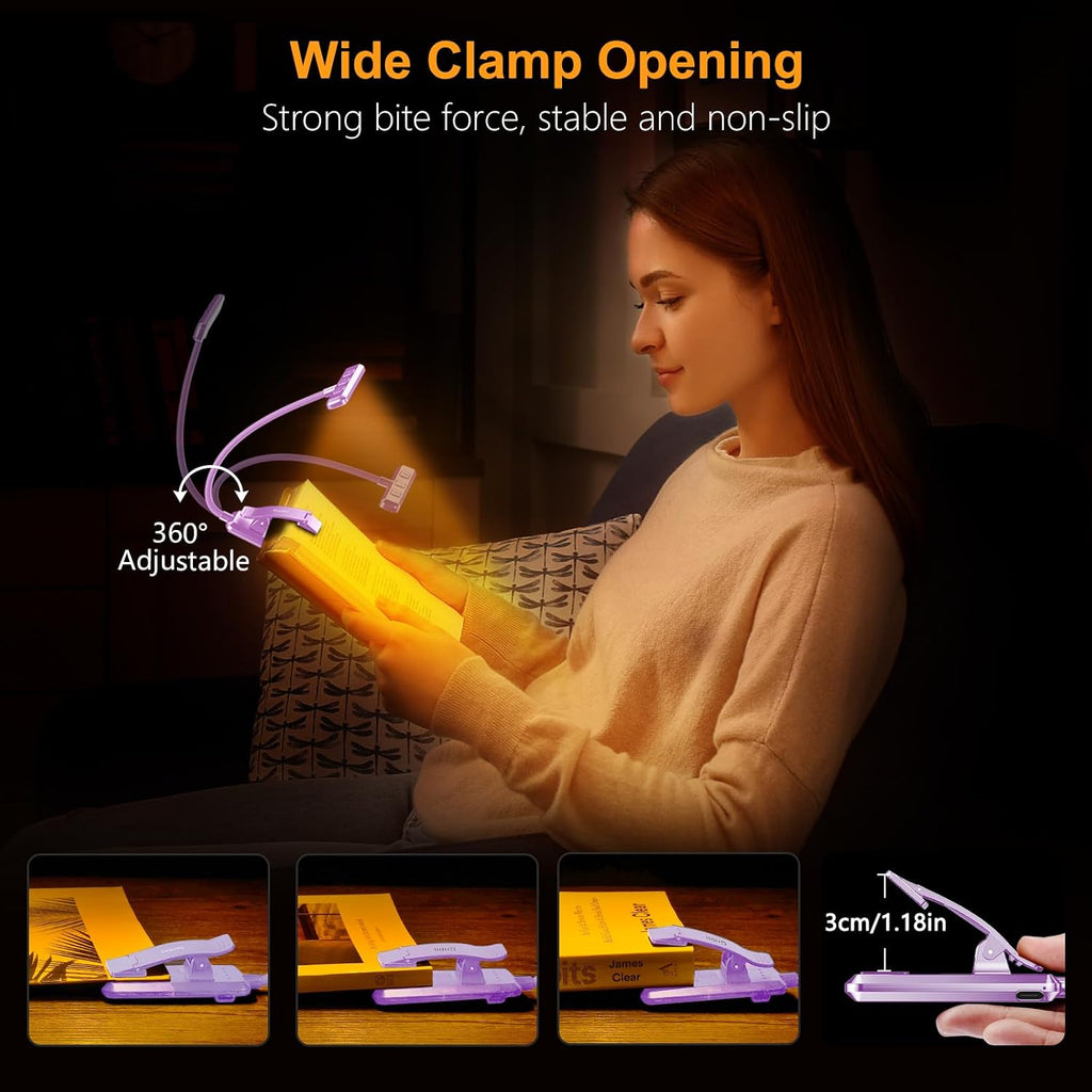Gritin 19 LED Rechargeable Book Light for Reading in Bed with Memory Function- Eye Caring 3 Color Temperatures, Stepless Dimming…
