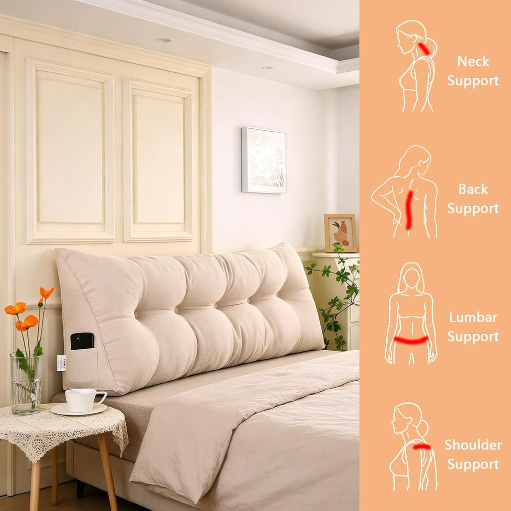 SAMTY Triangular Wedge Pillow headboard Twin XL Size for Couch Large headboard Pillow with Removable Cover Back Rest Pillows for Sitting…