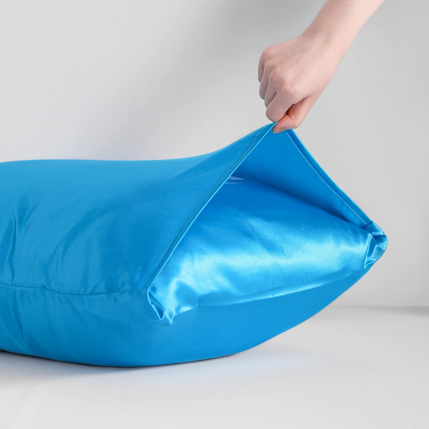 Ntbay 12 Pack Satin Queen Pillowcases for Hair and Skin, Luxurious and Silky Pillow Cases with Envelope Closure, 20 x 30 Inches, Royal Blue…