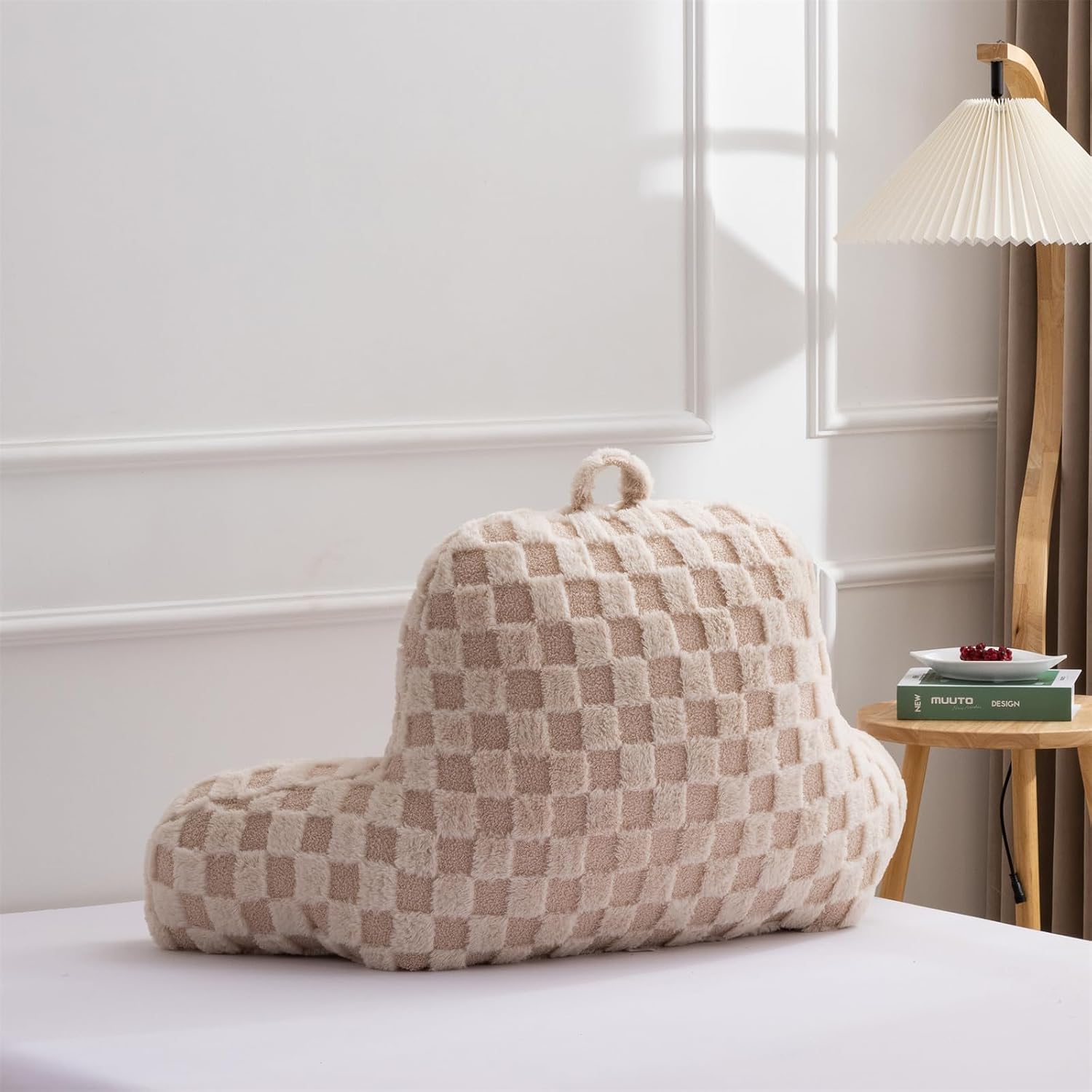 Aimuan Reading Pillow Checkered Bed Rest Wedge Backrest Checkerboard Pillow with Arms Back Support for Sitting Up in Bed Cushion Incline…