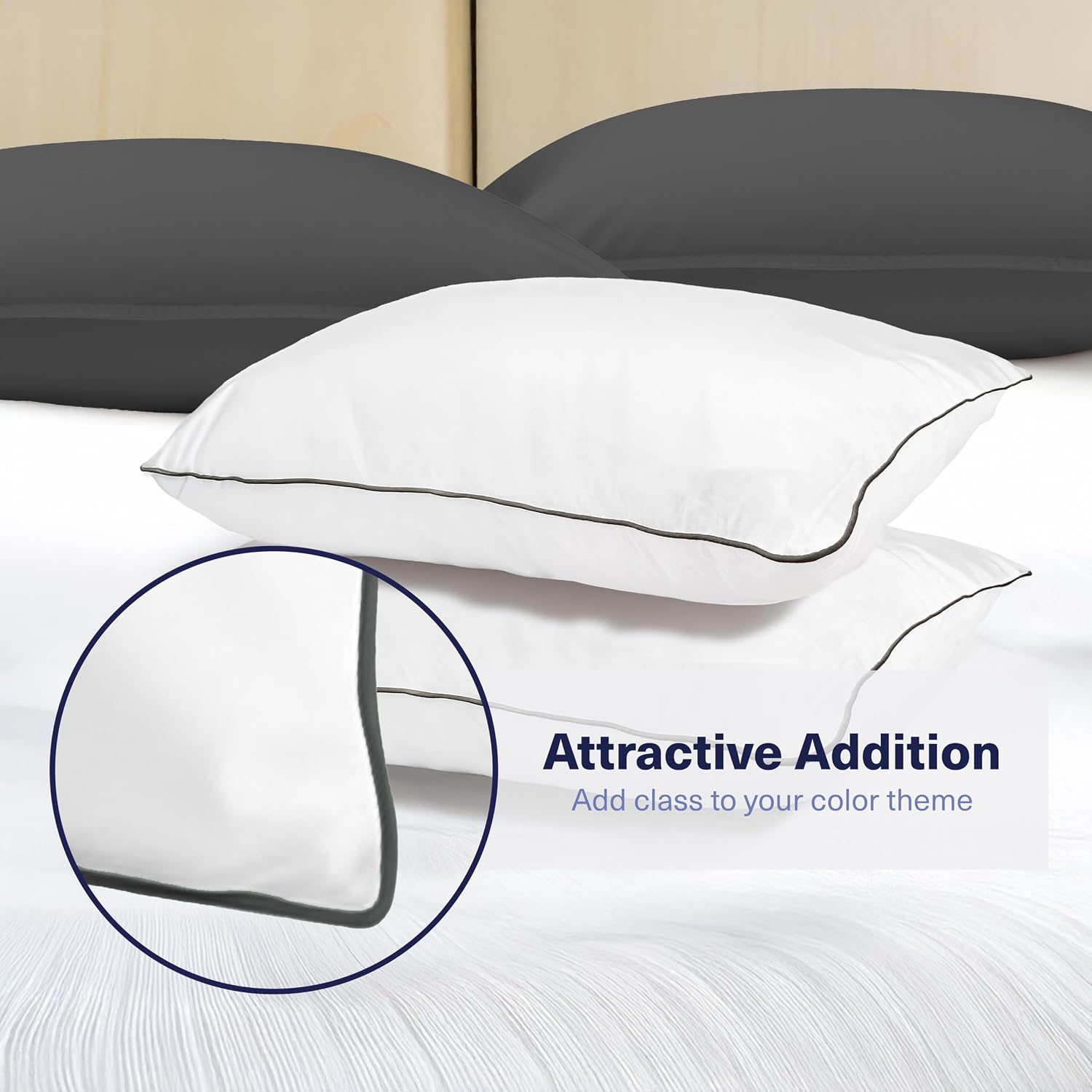 KickoffHome Kickoff Viscose Bamboo Pillowcase, Standard, Set of 2, 100% Organic Hidden Zippered Viscose Bamboo Pillow Case Standard Size, C…