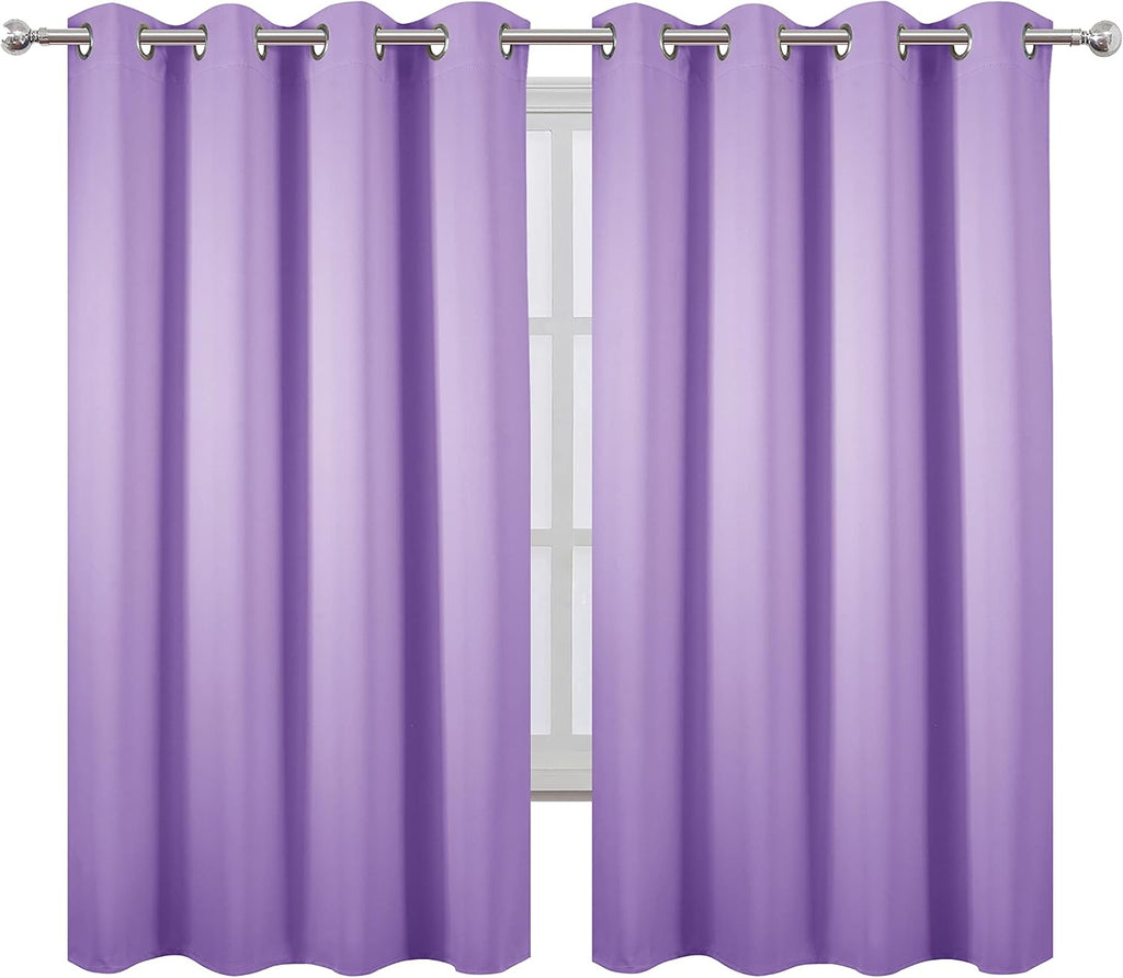Lemomo Lavender Blackout Curtains 52 x 63 Inch Length/Set of 2 Curtain Panels/Thermal Insulated Room Darkening Blackout Curtains for Bedroo…