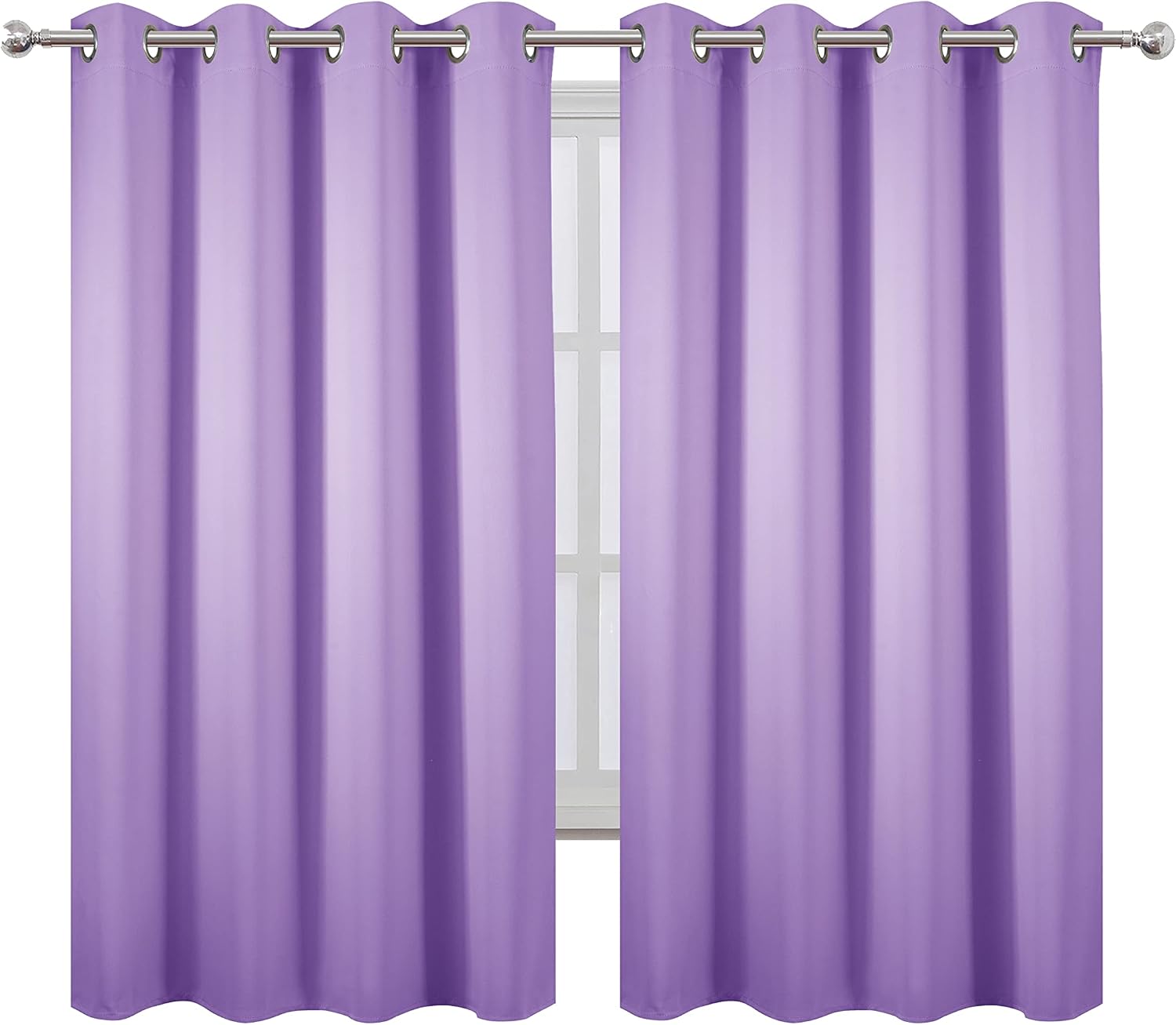 Lemomo Lavender Blackout Curtains 66 x 63 Inch Length/Set of 2 Curtain Panels/Thermal Insulated Room Darkening Blackout Curtains for Bedroo…