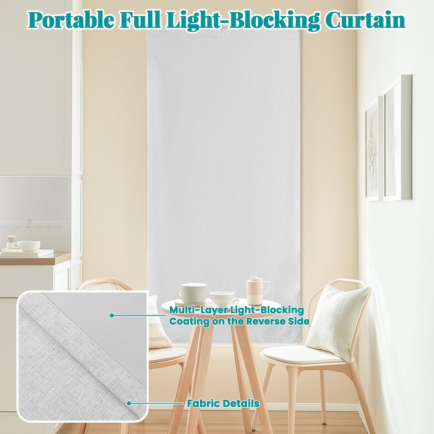 100% Blackout Self Adhesive Curtains Portable Curtain Simple and Easy to install Bedroom Window Thermal Lnsulated Kitchen Room Darkening…