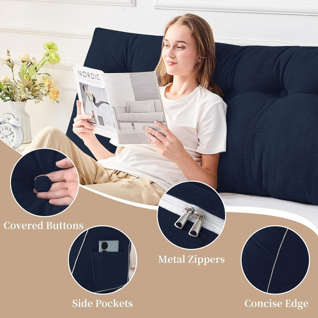 Sasttie Headboard Pillow King, Wedge Pillow Headboard for Sitting Up in Bed, Back-Rest Support Triangular Cushion for Reading - Features Re…