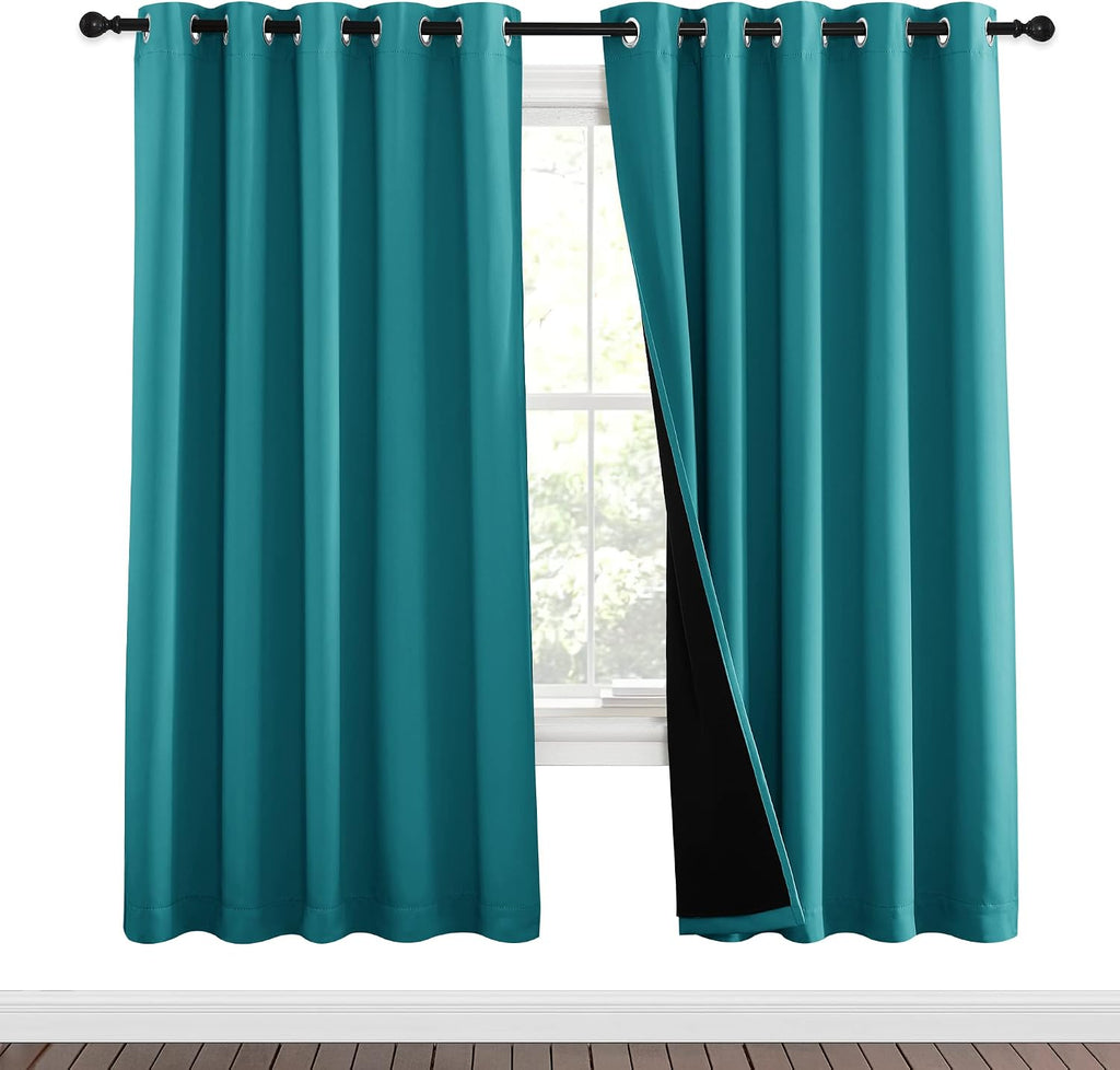 Nicetown 100% Blackout Window Curtain Panels, Full Light Blocking Drapes with Black Liner for Nursery, 72-inch Drop Thermal Insulated Drape…
