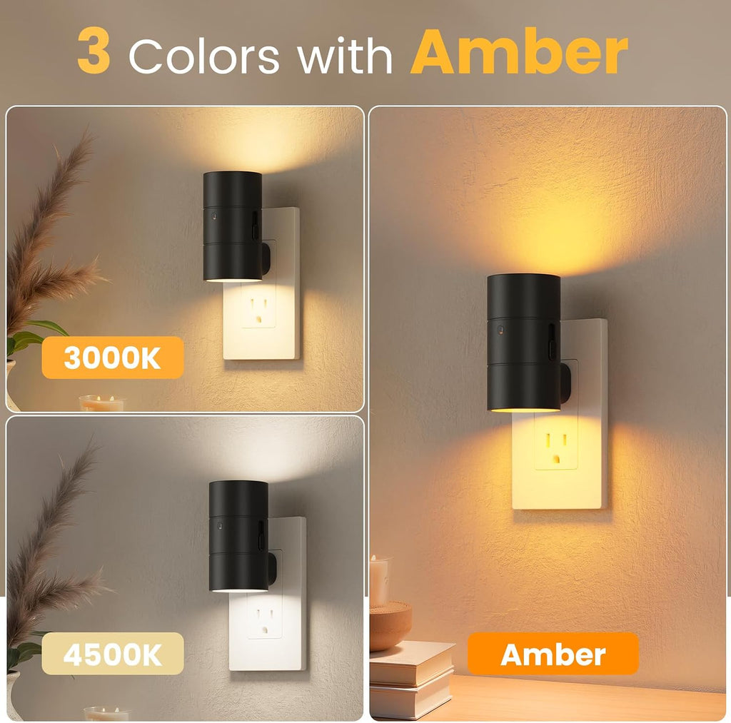 VOLISUN Night Light, Dimmable Led Night Lights Plug into Wall, Amber/3000K/4500K, 0-100LM Adjustable Brightness, Dusk to Dawn Nightlight…
