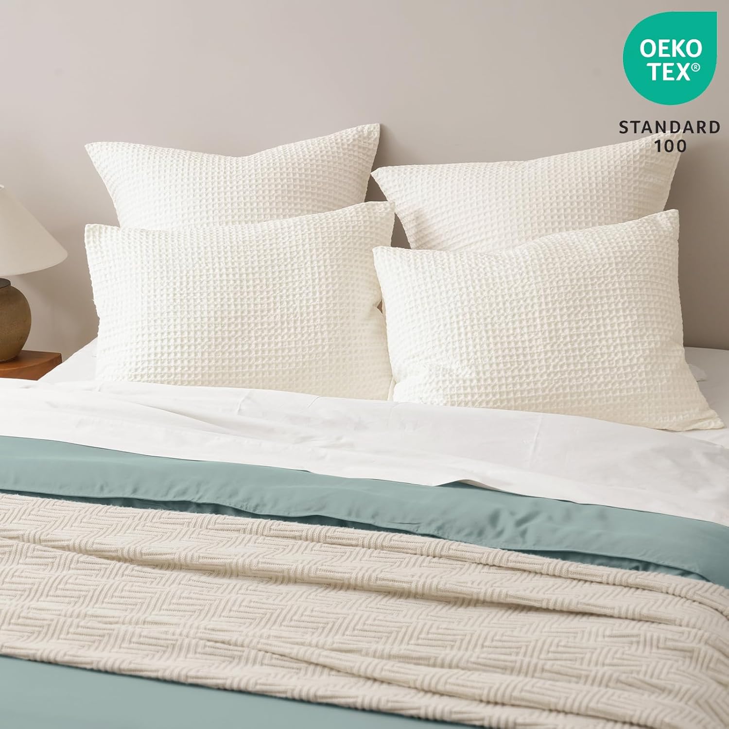 Phf Ultra Soft Waffle Weave Pillow Shams King Size, No Insert, 2 Pack 20" x 36" Pillowcases, Breathable & Skin-Friendly Pillow Cases, Stylis…