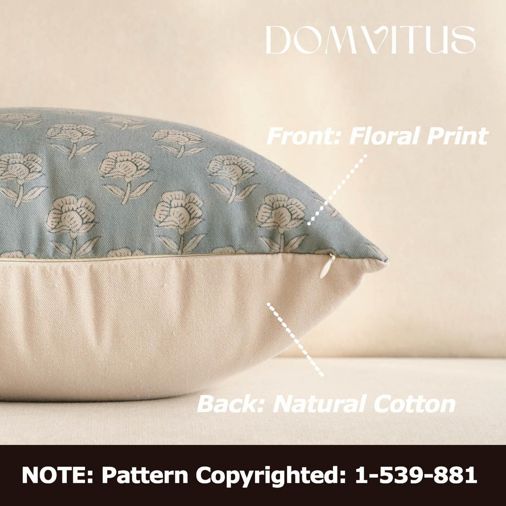 Domvitus Floral Pillow Covers 24x24 Throw Pillow Covers Decorative Block Floral Print Vintage Pillow Cover for Living Room Couch Bed, Light…