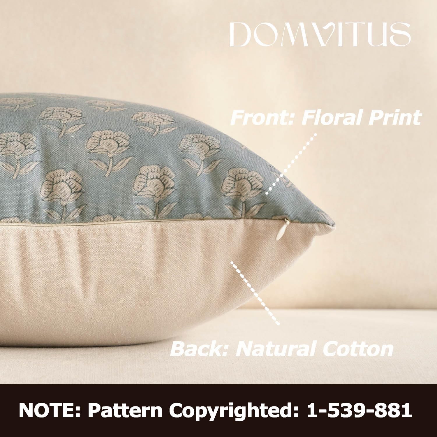 Domvitus Floral Pillow Covers 18x18 Throw Pillow Covers Decorative Block Floral Print Vintage Pillow Cover for Living Room Couch Bed, Light…