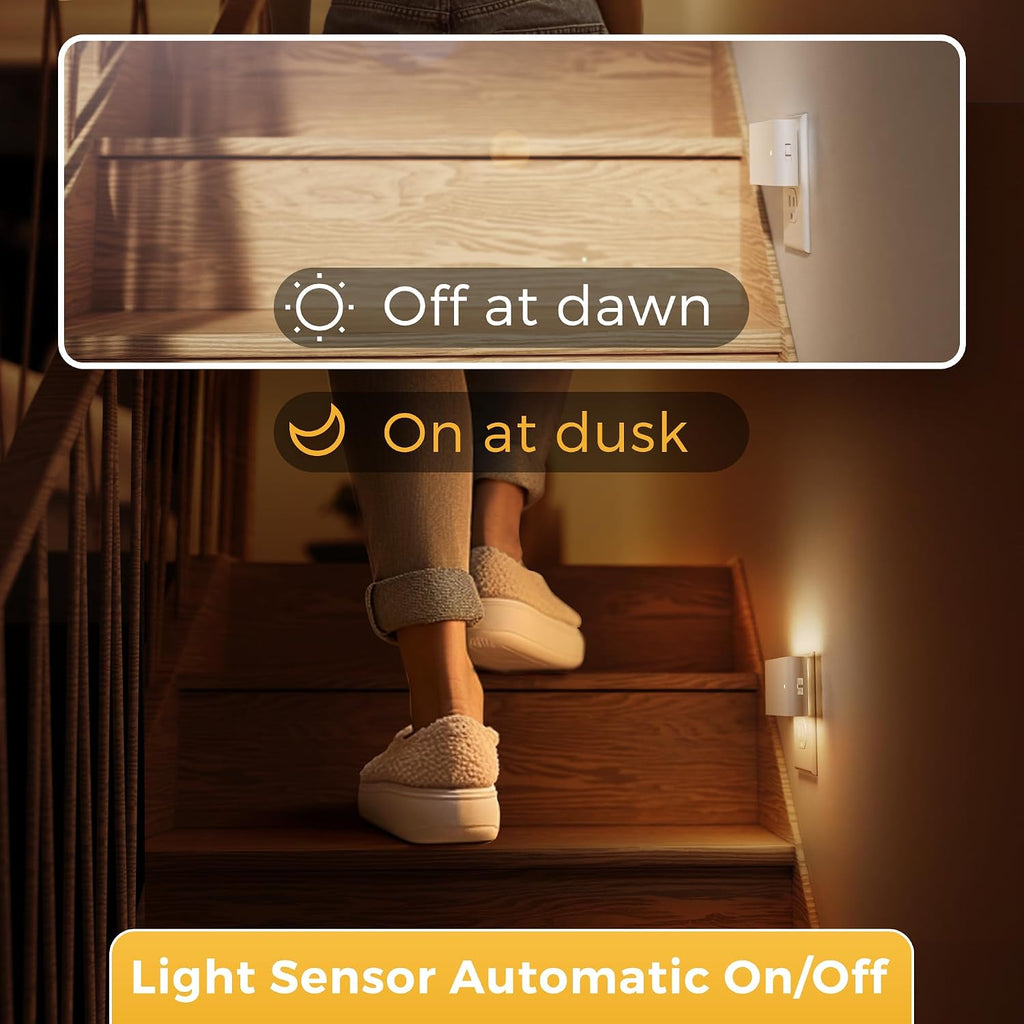 L LOHAS LED Night Light, 2 Pack Dimmable Modern LED Night Lights Plug into Wall, Dusk to Dawn Sensor Night Lights for Kid, 0-100LM 3000K…