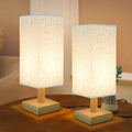 SEENSINY Small Bedside Table Lamps Set of 2, Minimalist Nightstand Lamp Set of 2 with Square Fabric Linen Shade, Mini Reading Night Stand…