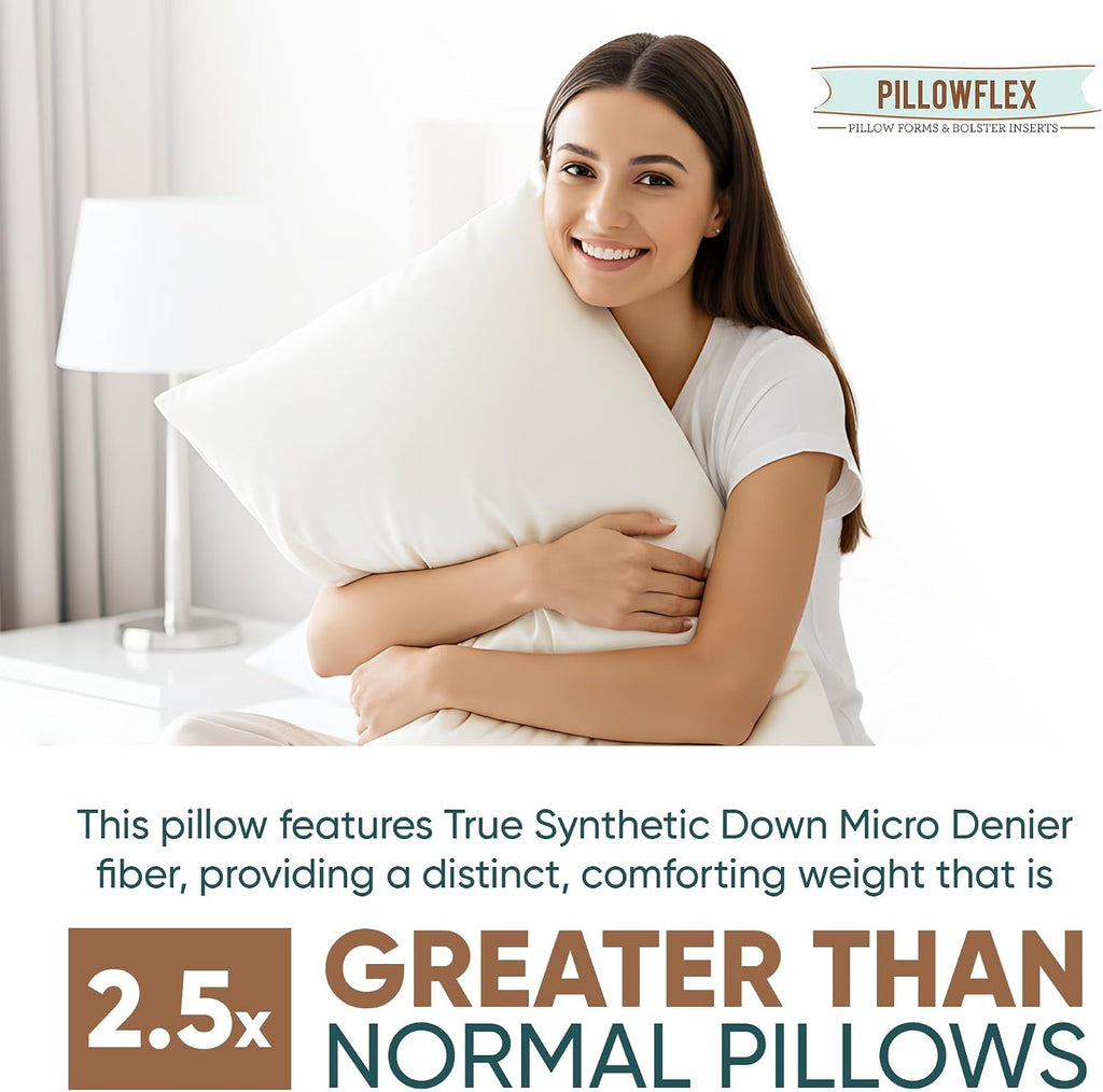 Pillowflex Synthetic Down Sleeping Pillows - King Size - Medium Firmness for Back, Side & Stomach Sleepers - Ideal for King, & California K…