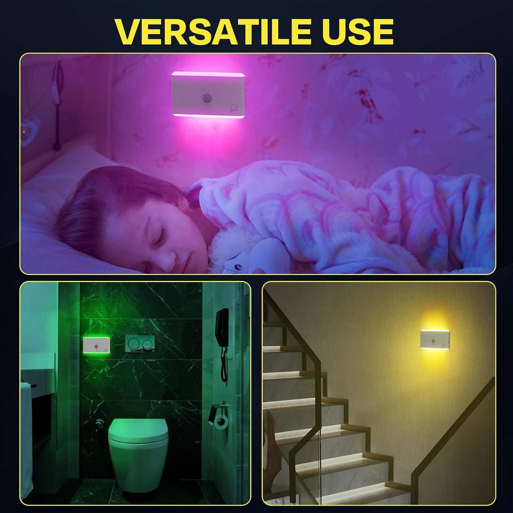 Nordmoose 2-Pack Magnetic Night Light for Cruise Ship Cabin Walls - Fun Color Changing, Dimmable Travel NightLight for Kids Room - Motion…