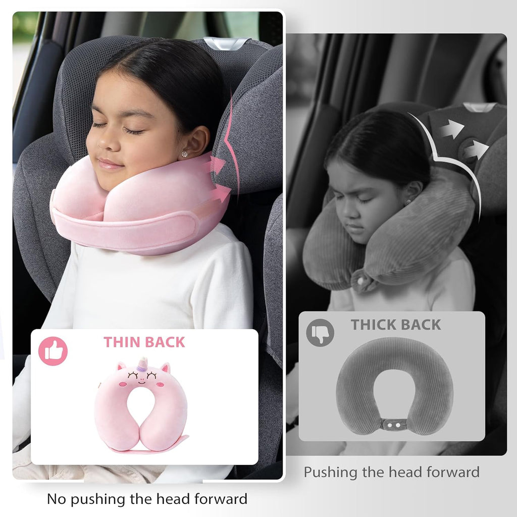 urnexttour Car Pillow for Big Kids Travel Neck Pillows, Foam Neck Support Travelling Pillow with Washable Cotton Pillowcases and Storage…
