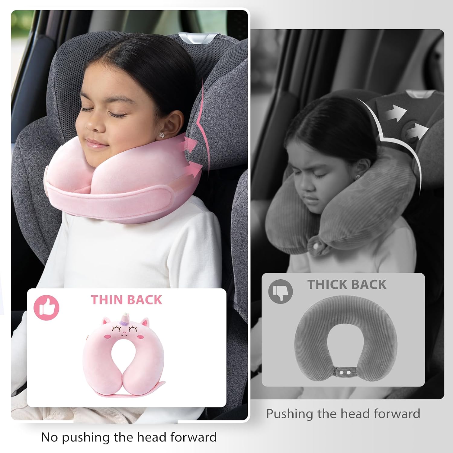 urnexttour Car Pillow for Big Kids Travel Neck Pillows, Foam Neck Support Travelling Pillow with Washable Cotton Pillowcases and Storage…