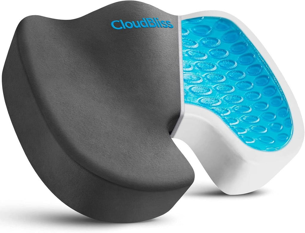 CloudBliss Gel Seat Cushion - Cooling Gel Enhanced, Memory Foam, Ergonomic Seat Cushion for Long Sitting for Office, Game, Car, Airplane…