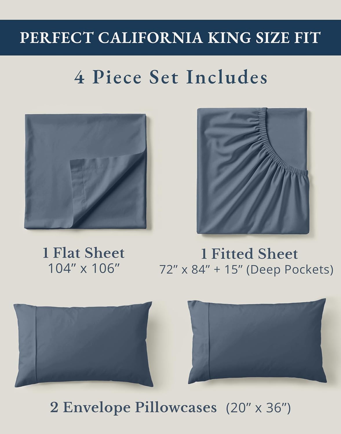 LaneLinen LANE LINEN 100% Organic Cotton Sheets for California King Size Bed - Soft Percale Sheets, Breathable Luxury Hotel Style Fully Ela…