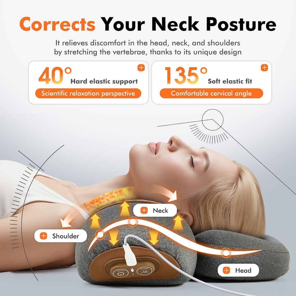 Kitcada Neck Massager Pillow - 3-in-1 Neck Pillow with Battery, Travel Neck Massager Pillow for Shoulder, Deep Tissue with Heat and Stretc…