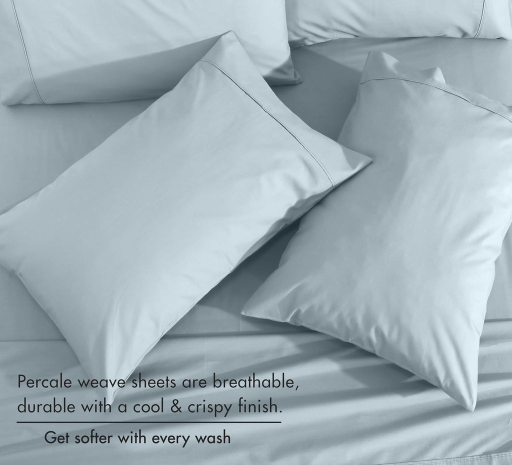Ruvanti 100% Cotton Percale Sheets King Size 6 Piece Set, Cooling Bed Sheets for Hot Sleepers, Deep Pocket 16”, Breathable Lightweight & Du…