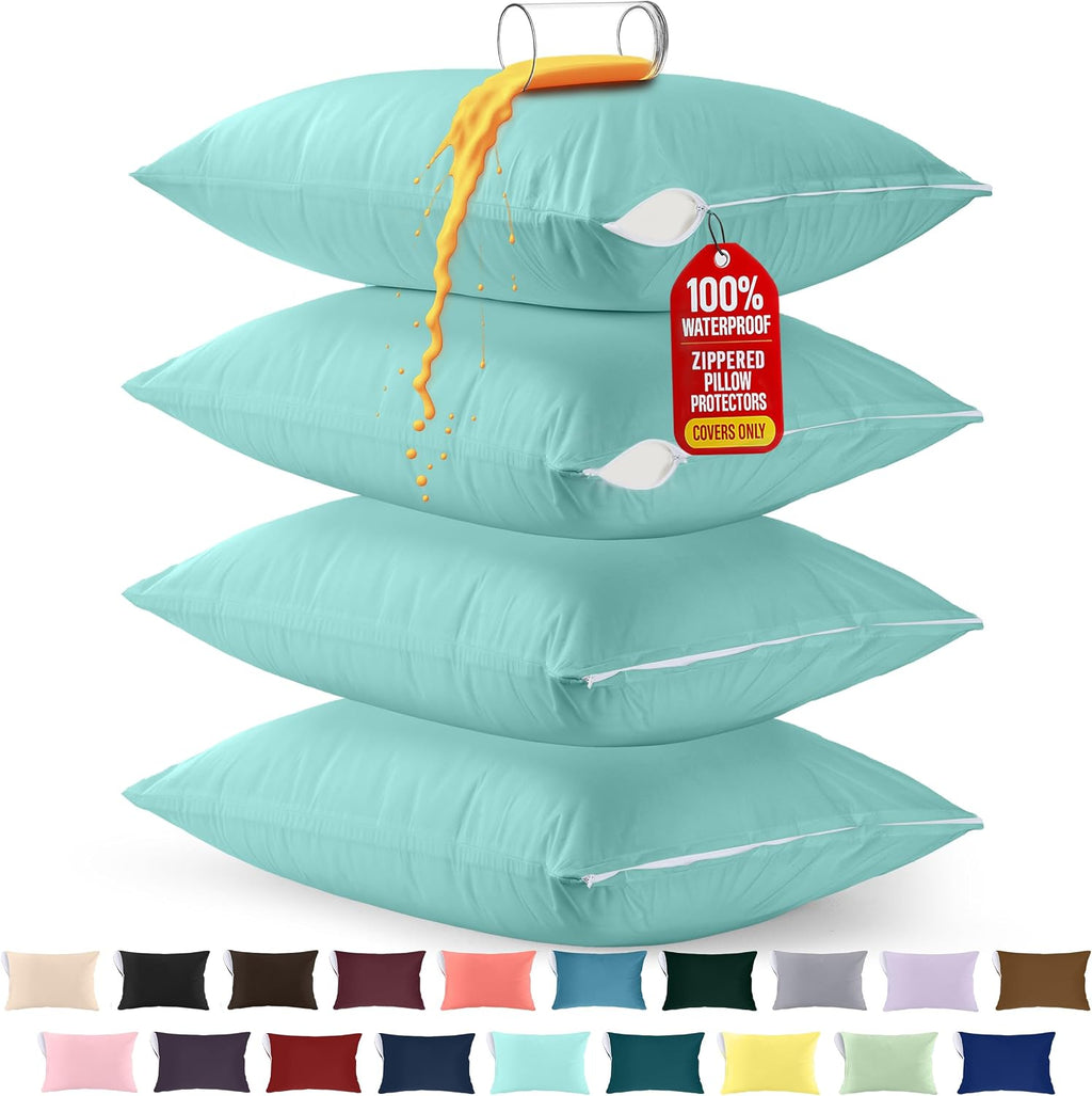 Utopiabedding Utopia Bedding 100% Waterproof Pillow Protectors with Zipper King Size (Set of 4), Bed Bug and Dust Mite Proof Zippered Pillo…