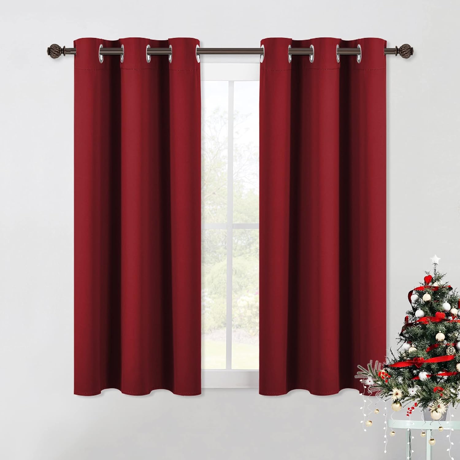 NICETOWN Christmas Bedroom Curtains Blackout Draperies, Home Decorations Thermal Insulated Solid Grommet Top Blackout Drapes for Living…