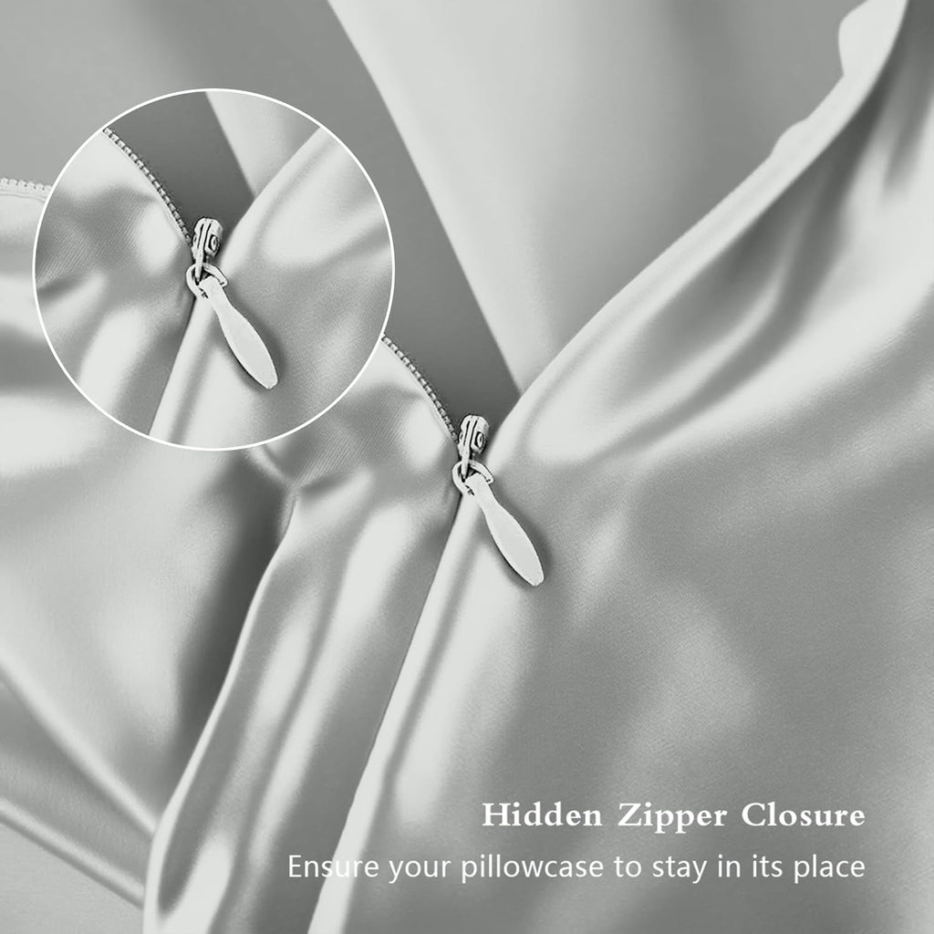 Home Silk Pillow Cases 2 Pack, Mulberry Silk Pillowcases Standard Set of 2, Smooth, Anti Acne, Both Sides Natural Silk Satin Pillow Cases f…