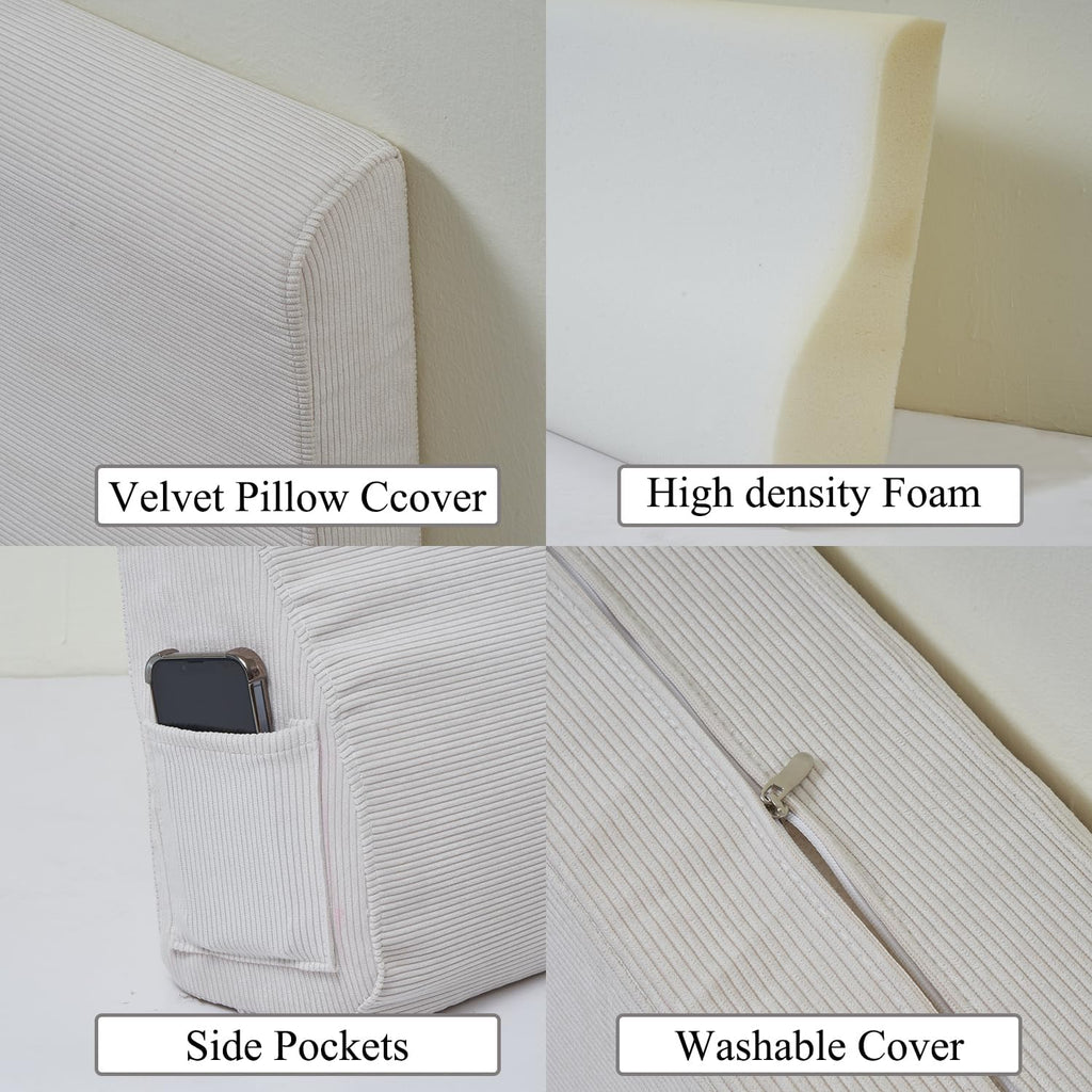 Twin XL Size Wedge headboard Pillow Triangular Bed Wedge Pillow for Headboard Large Couch Back Support Pillow for Bed Sitting up…
