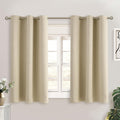 BGment Beige Short Curtains for Kitchen Window, Room Darkening Curtains 45 Inch Length Thermal Insulated Drapes for Small Bedroom, Set of 2…