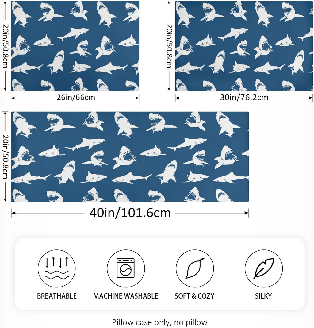 White Sharks Silhouettes Pillow Covers Silk Pillowcase for Hair and Skin Soft Smooth Breathable Cooling Satin Pillowcase Standard Size…
