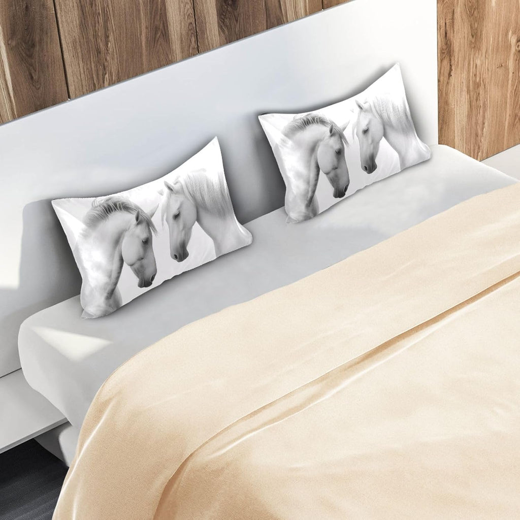 Blueangle Beautiful White Horse Satin Pillowcase for Hair and Skin Silk Pillowcase, Standard Size(20x26 inches) - Satin Pillow Covers…